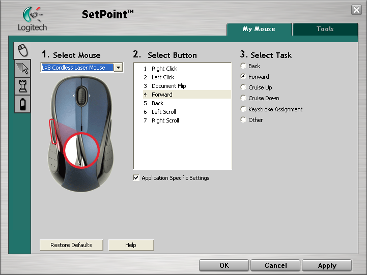 logitech setpoint does not change mouse